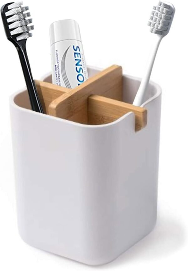 Bamboo-Toothbrush Holders-Multifunctional-Electric Toothbrush-Storage Box-Natural Tough-Toothpaste-Holder Suitable for Bathroom Countertops, Sink, etc.