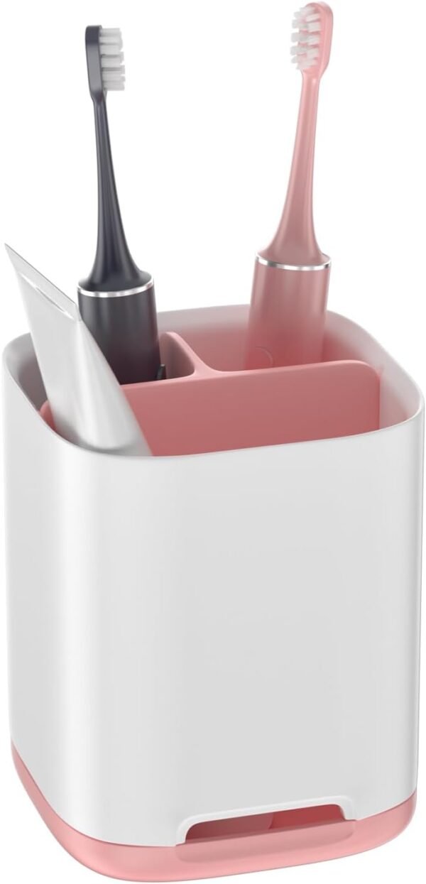 Toothbrush Holder, Toothpaste Holder with Anti-Slip Bottom 3 Slots, Electric Toothbrush Holder for Bathroom, Made of PP and Abs Plastic Toothbrush Caddy Detachable for Easy Cleaning