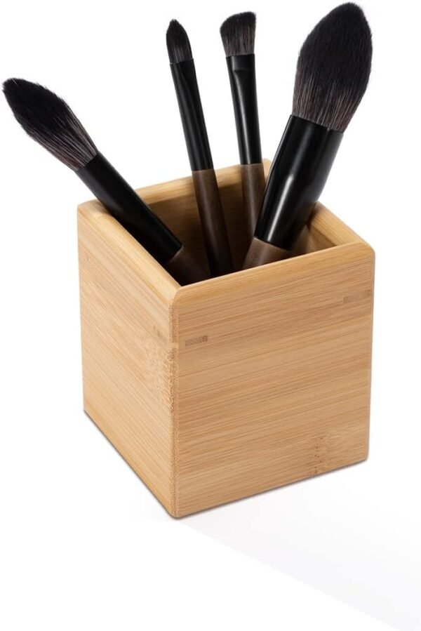 Makeup Brush Holder Organizer for Vanity, Hair Brush Holder Organizer for Bathroom Countertop, Bamboo
