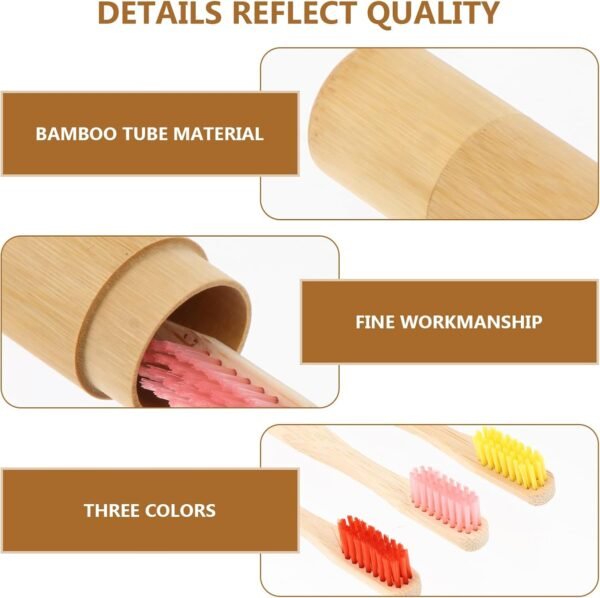 Bamboo Toothbrushes Holder Portable Wood Toothbrush Cover Disposable Travel Toothbrushes Rustic Tooth Brush Container Tubes Individual Storage Organizer Kit for stay Hotel