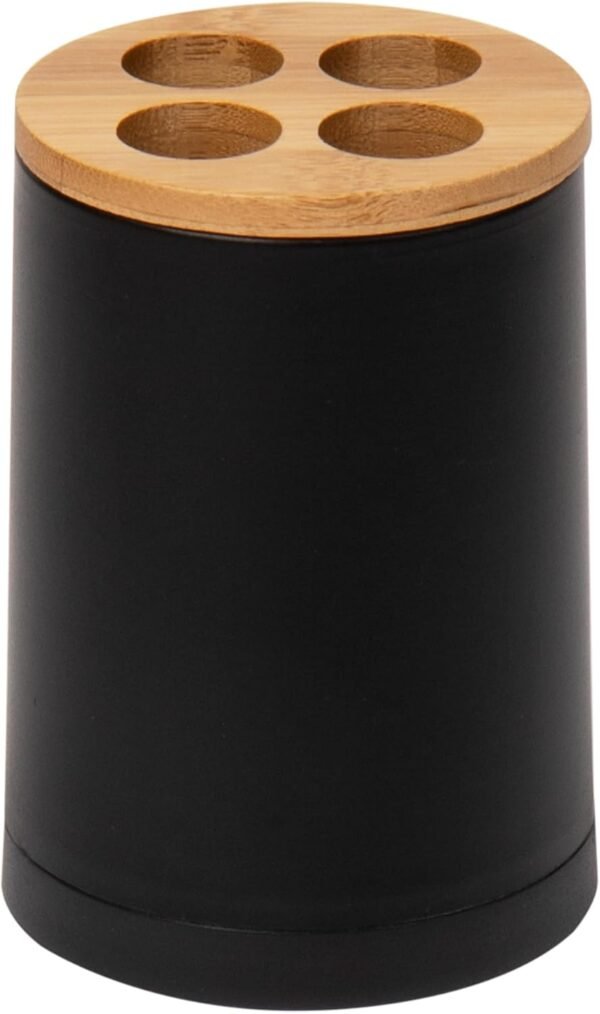 Toothbrush Holder for Bathroom, Countertop, Bathroom Accessory, Plastic and Rayon from Bamboo, Black