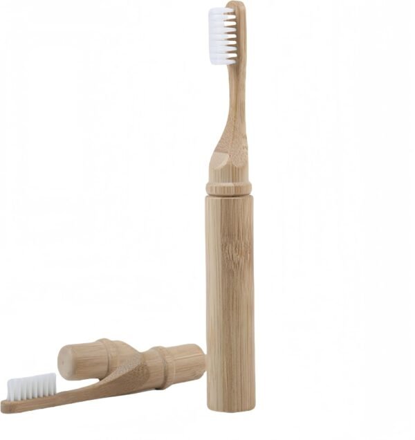 Folding Travel Toothbrush Bamboo Toothbrushes Case Holder Kit Portable Soft Bristle Travel Size Toothbrush with Bamboo Handle Cover Reusable Compact Case