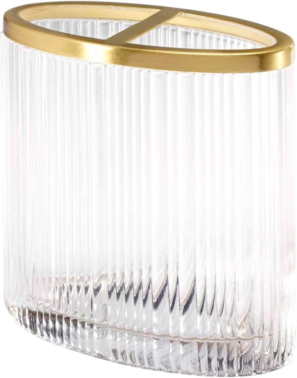Toothbrush Holder, Glass Countertop Accessories, Dorm Room Essentials (Louise , Clear) - Image 2