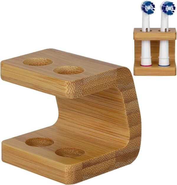 Toothbrush Head Holder, Freestanding Bamboo Storage Holder, Durable Bamboo Toothbrush Holders for Bathroom, Toothbrush Organiser Bathroom Accessories, Practical and Versatile(Size:2 Slots)